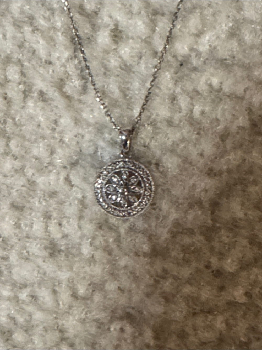 Delicate Silver-Tone Round Pendant Necklace - cubic zirconia
